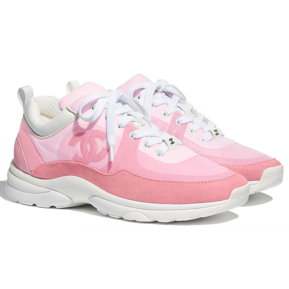 Chanel Mens 21C Pink Suede Leather CC Logo Lace Low Top Trainer Sneaker 43 10 - Picture 3 of 12